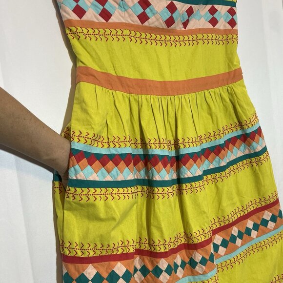 Anthropologie Leifsdottir Ribboned Quilotoa Dress Size 10 Strapless Yellow - Picture 10 of 12